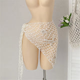 New 3D Star Hollow Out Crochet Knitted Sarong Pareo Beach Dress Beach Wear Beachwear Beach Cover Up Cover-upsFemale Women V7309