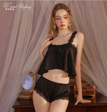 Pure Desire Home Wear Set New Sweet Style Camisole Shorts Pajamas Thin Sexy Ice Silk Home Wear Two-Piece Casual Style Sets N5GK