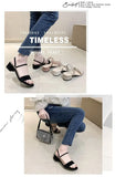 Women Sandals Chunky Heels Slides Summer 2026 Elegant Shoes Women Slipper Big Size 34-42 Fashion Summer Sandal Women