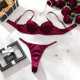 2 Pcs Sexy Bra Set Women Underwear Underwire Push Up Satin Patchwork Bras and Thongs Suits Attractive Bilizna Intimate Set