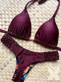 Print Halter Braided Rope Mini Thong Bikini Female Swimsuit Women Swimwear Two-pieces Bikini Set High Cut Bathing Suit Swim Lady
