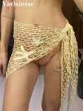 New 3D Star Hollow Out Crochet Knitted Sarong Pareo Beach Dress Beach Wear Beachwear Beach Cover Up Cover-upsFemale Women V7309