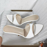 Women's White Faux Leather Pointed Toe Stiletto Mules - Slip-On High Heel Sandals for Summer, Party & Daily Wear