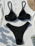 Shiny Sparkling Underwired V-bar Bikini Female Swimsuit Women Swimwear Two-pieces Bikini Set Smocked Bather Bathing Suit Swim