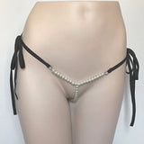 DEKA Women's Panties Swimming Open Crotchless Pearl Mini Micro Bikini Thongs G-Strings Swimsuit Briefs Exotic Lingerie Underwar