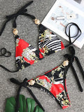 New Print Metal Halter Bikini 2025 Women Swimsuit Female Swimwear Two-pieces Bikini set Brazilian Bather Push Up Bathing Suit