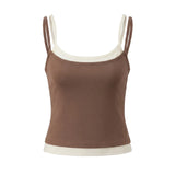 Summer Women's Camisoles Casual Stylish Contrast Color Layered Tank Tops Spaghetti Strap Slim Fit Vest Sporty Fitness Daily