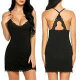 Summer Women's Fashionable Silk Satin Patchwork Lace Suspender with Back Lace Decoration Dress for Home Pajamas