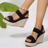 2025 Summer Chunky Wedges Sandals Women Slip On 10 Cm High Heels Sandalias Mujer Plus Size 36-43 Thick Platform Sandles Woman