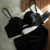 TikTok Viral MOYISU Summer Satin Bralette Strapless Push Up Bra&Set French Retro Anti Sag Lingerie Set Small Breast Support Gift