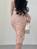 Pure Desire Style High Waist Back Slit Lace Bodycon Midi Skirt Fashion Slim Women Long Skirts PNC2