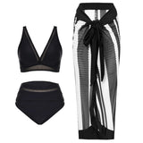High Waist Bikini Set Sexy Push Up Swimsuit Women Black Beachwear Tummy Control Swimwear Adjustable Bathing Suit Bikinis