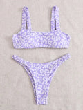 Sexy Micro Bikini Women Orange Leopard Print Push Up Padded Thong Swimsuit Female Cut Out Bathing Suit Swimwear Biquini