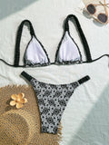 sexy flower patchwork bikinis sets two pieces women back tie thong high waist swimsuit female bathing suit swimwear biquini