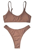 Ribbed High Leg Cut Bikini Female Swimsuit Women Swimwear Two-Pieces Bikini Set Brazilian Padded Bather Bathing Suit Swim V7126