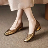 Fashionable and Comfortable Square-toe Shallow-mouth Single Shoes  New Block Heel Temperament Casual Women's Shoes