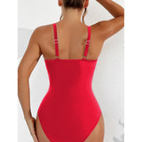 S - XL New Sexy Mesh Sheer V Neck Women Swimwear One Piece Swimsuit Female High Leg Cut Monokini Bather Bathing Suit Swim V5136