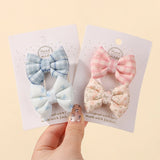 2Pcs/Set Cute Cotton Bowknot Hair Clips for Baby Girls Ins Style Hair Bows Plaid Boutique Hairgripes Kids Hair Accessories Gift