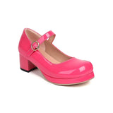 Plus Size 30-48 Mary Jane Shoes Women Sweet Lolita Round Toe Adjustable Buckle Strap Platform Thick Sole 5cm Block Heel Shoes