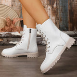 British Style Pu Leather Ankle Boots Women Spring Autumn Side Zipper Up Boots for Woman Plush Size Non Slip Booties Ladies