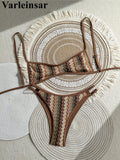 2026 Striped High Leg Cut Brazilian Bikini Female Swimsuit Women Swimwear Two-pieces Bikini set Bather Bathing Suit Swim V8216