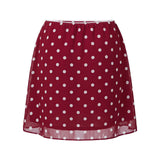 2026 Summer Women Mini Skirt Dot Print Elastic Waist Loose A-line Skirts Daily Casual Retro Skirt Streetwear