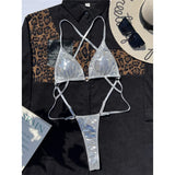 New Sexy PU Faux Leather Extreme String Mini Micro Thong Women Swimwear One Piece Swimsuit Female Bather Bathing Suit Swim V5279