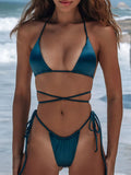 Wrap Around Brazilian Bikinis 2025 Metallic Satin Bikini Women Swimwear Female Swimsuit Two-pieces Bikini Set Bathing Suit Swim