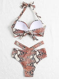 Sexy Push Up Bikinis 2026 Women High Waist Swimsuit Solid Halter Swimwear Female Bathing Suit Swimming Summer Beachwear XXL