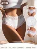3PCS/Set Women's Sexy Lace Panties High Waist Hollow Out Briefs Breathable Underwear Female Elastic Soft Lingerie XS-XXL