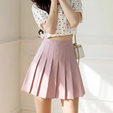 Women High Waist Pleated Skirt with Safety Shorts, Black A Line Mini Skort for Casual Office School Style Outfits
