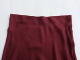 Foridol Autumn Winter Burgundy Satin Skirt Women Party Silk Skirt High Waist Straight Long Faldas Mujer Christmas Skirt