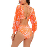 TW Sexy High Waist One Piece Swimsuit Women V Neck 2024 Long Sleeve Bathing Suit Brazilian Swimwear Monokini Summer Beachwear