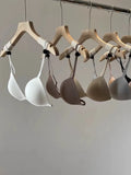 Wireless Summer Bra French Style, Front Closure Thin Straps for Sml Bust Seamless Triangle Cup Beautiful Back No Show Comfort AB