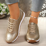 Fashion Gold Silver Platform Sneakers Women Spring Autumn Lace Up Plus Size Casual Sneakers Woman Comfort Non Slip Sport Shoes