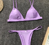 DEKA Women Sexy Solid Mini Micro Bikini Set Push-up padded Bra Thong Split Swimwear Female Bandage Bathing Suit Lacing Swimsuit