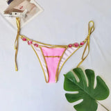 Halter Crystal Rhinestone Diamond Bikini 2025 Female Swimsuit Women Swimwear Two-pieces Bikini Set High Cut Bathing Suit Swim