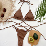 4 Colors Sexy Bikini Women Cross Straps Halter Swimwear Swimsuit Bikinis Set Bathing Suit Beach Bikini Female Biquinis Feminino