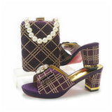 Doershow New Arrival Shoes and Bag Set African Sets 2022 pink Nigerian Women Shoes and Matching Bags Set for wedding!  1-59