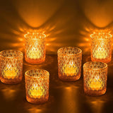 LED Tealight Golden Glass Cup Candle Holder For Wedding Table Bedroom Home Decoration Party Festival Candle Gift Box Candlestick