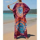 2026 New Colorful Kaftan Tunic Beach Dress Beach Wear Beachwear Beach Cover Up Cover-upsLoose Maxi Dress Female Women V4428