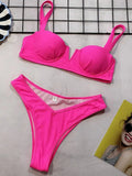 Sexy Ribbed Underwired V-bar Bikini Women Swimsuit Female Swimwear Two-pieces Bikini Set High Cut Bathing Suit Swim Beach Wear