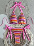 Striped Halter Bikini Women Swimwear Female Swimsuit Two-pieces Bikini Set Padded High Cut Leg Bather Bathing Suit Swim Lady