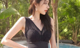 New Swimsuit for Women in Hot Spring Style, Slimming and Covering The Belly, V-neck Skirt Style One-piece Plus Size Swimsuit