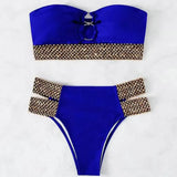 2Pcs/Set Women Bikini Set Ring Connection Off Shoulder Bathing Suit Elastic Waistband Backless High Cut Lady Beach Bikini Suit