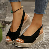 Lightweight Peep Toe Wedges Sandals Women 2026 Summer Back Strap Platdorm Sandles Woman Plus Size 43 Comfy Thick Sole Sandalias