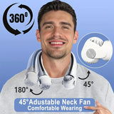 2025 New Portable Neck Fan, 360°surrounding Air Supply, 2400mAh Capacity Battery, Wearable Neck Fan Rechargeable for Outdoor Use