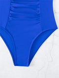 Sexy V Neck One Piece Swimsuit 2025 Mujer Women Black Hollow Out Pleate Tummy Control Swimwear Beach Bathing Suit Slim Monokini