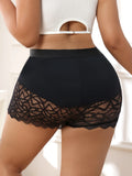 Women's High Waist Stretch Panties Lace Floral Comfortable Underwear Tummy Control Body Shaping Boyshorts
