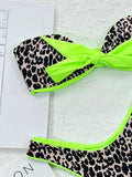 2026 Sexy Bikini Bandeau Women Leopard Bowknot Swimwear Swimsuit Bikinis Set Bathing Suit Bikini Female Push Up Banadores Mujer